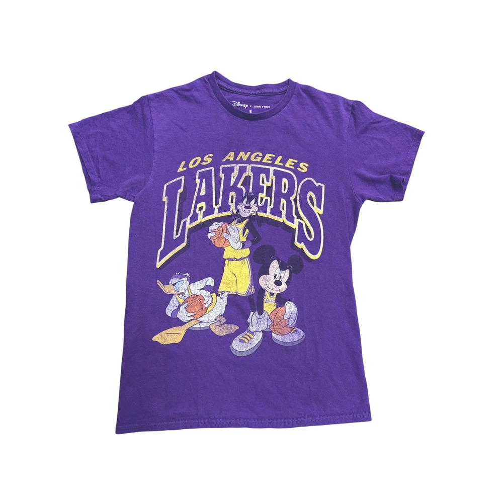Disney x Junk Food Los Angeles Lakers Mickey Mouse Purple Graphic T-Shirt Small